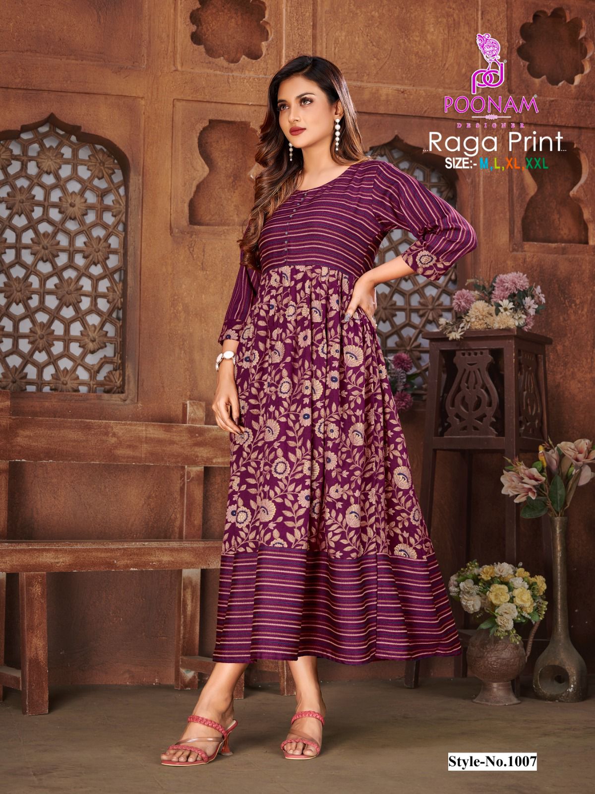 Poonam Raga Festive Wear Wholesale Printed Anarkali Kurtis
